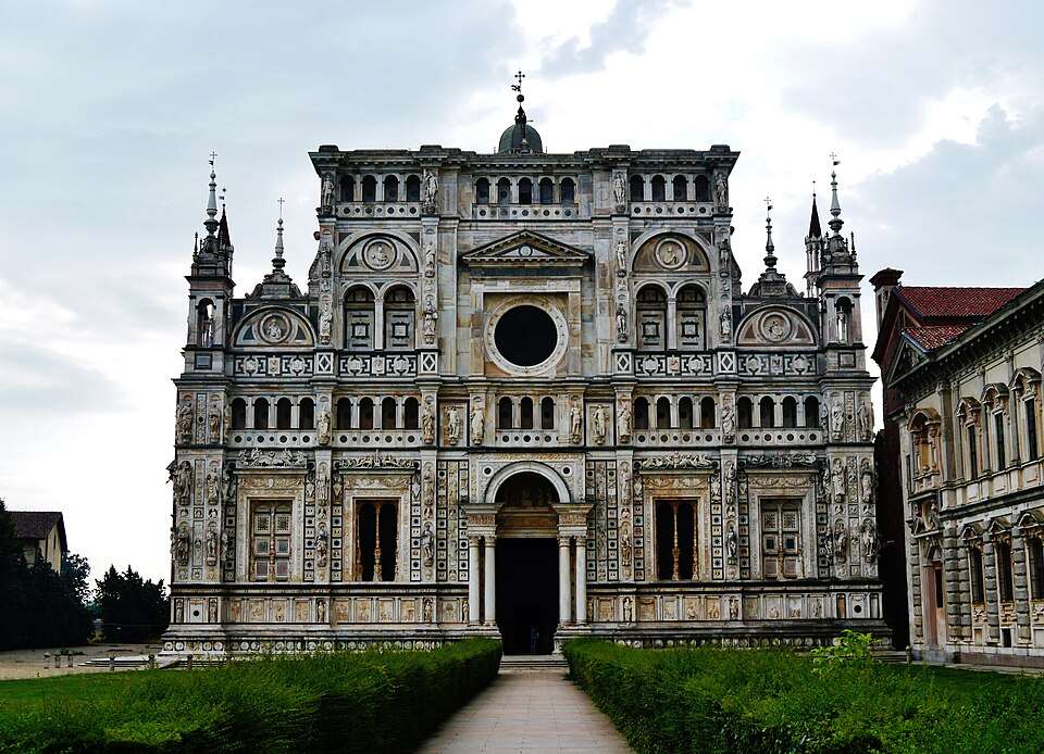 The facade of the Certosa di Pavia