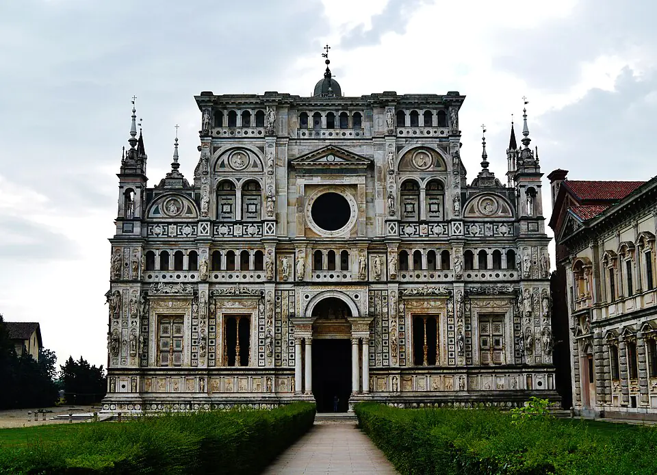 The facade of the Certosa di Pavia